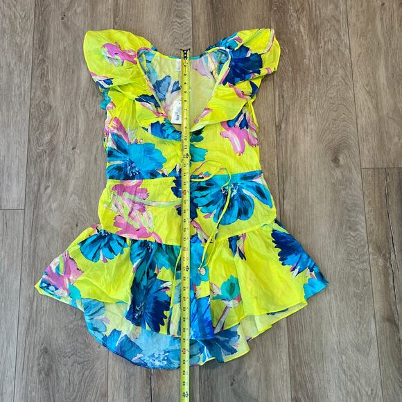 MILLY CABANA Women's Dana Floating Cosmos Dress Size S In Jux Neon Yellow - Picture 8 of 15